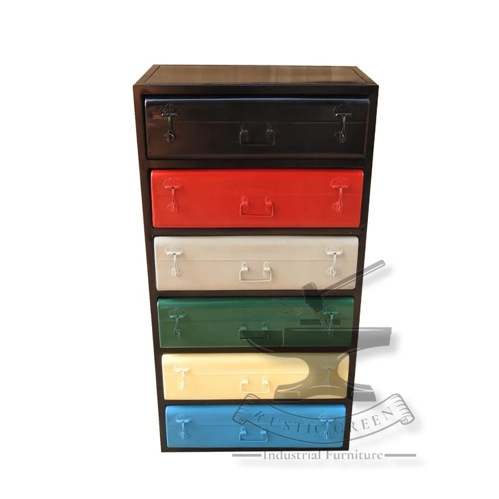 Industrial Vintage Metal Tall Chest of Drawer