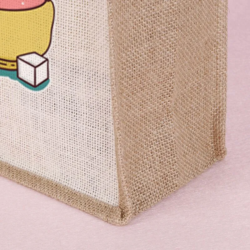 wholesale custom printed logo reusable foldable Hessian shopping Burlap Jute Linen grocery tote bag for ads