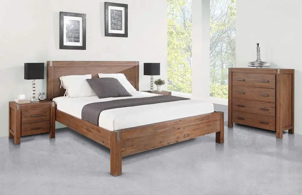 Acacia/Rubberwood/Oak solid wood Bedroom Furniture Sets with Tradition Styles Made in Vietnam