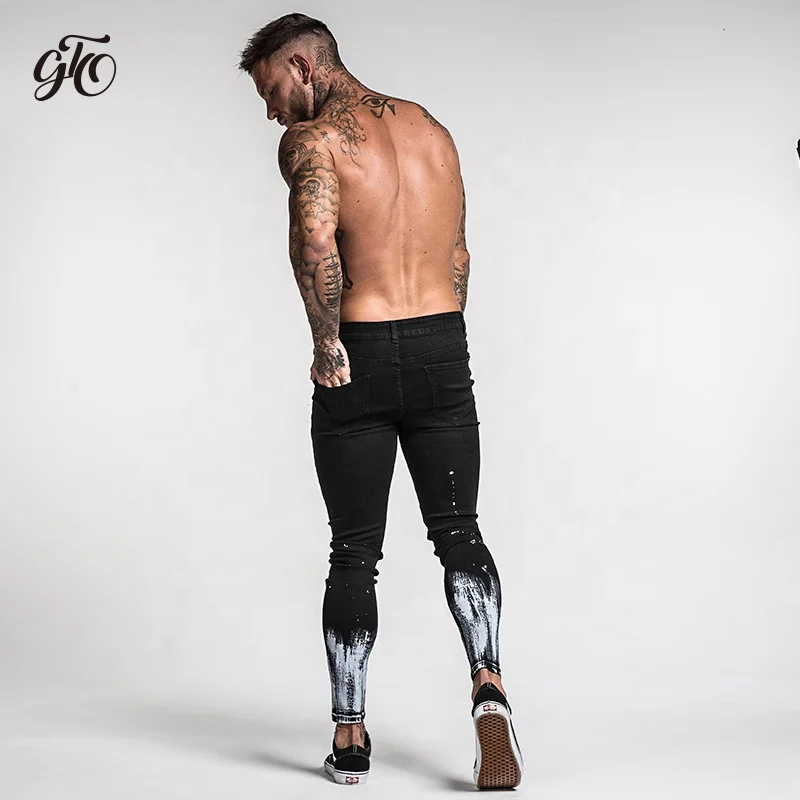 New Arrival Stretch Black Ripped Slim Fit Men Denim Jeans Dropship Jeans Zm40