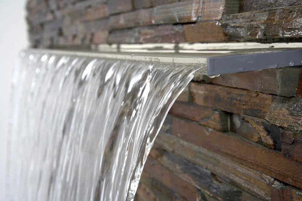 swimming pool acrylic fountain spa water blade spillway indoor led wall waterfall sheer descent