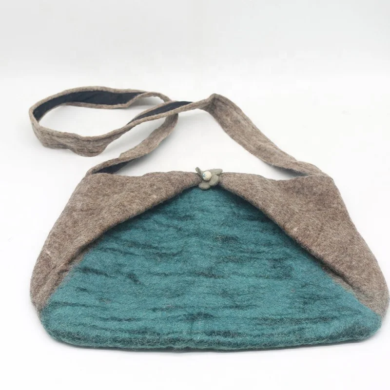FYN-BG-028, Felt Hand Bag, Felted by Skilled and Talented Women Artisans from Nepal, 100% Eco-friendly New Zealand Wool