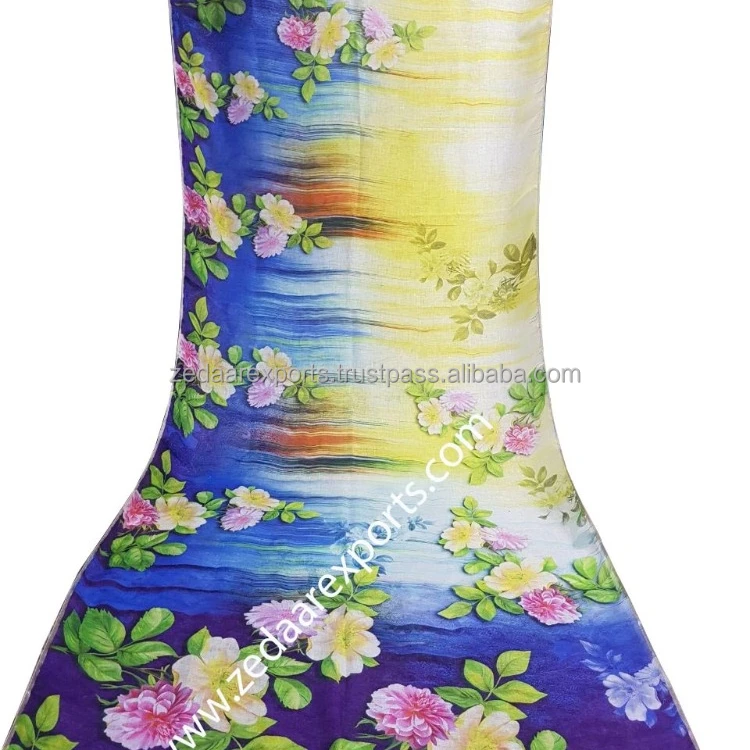 Digital print handwoven indian Linen sari