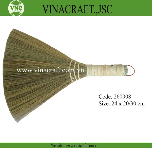 Decorative Traditional Seagrass Straw Broom Stick Cleaning Broom, Vietnamese Straw Soft Handle Broom in Vietnam Wholesale