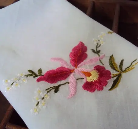 High quality Hand embroidery Linen tea towel