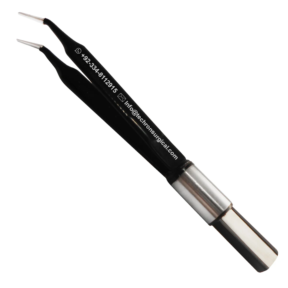 
McPherson Curved Fine Tip Euro Type Ophthalmic Bipolar Forceps Non Stick 