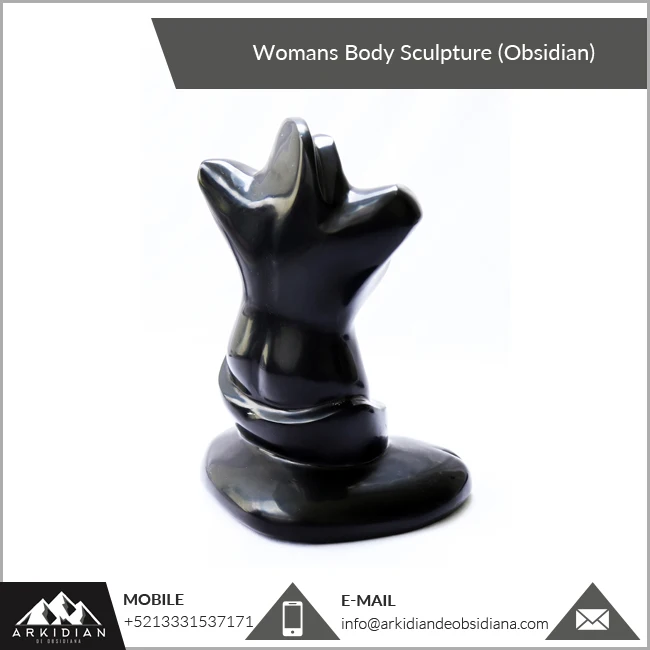 Natural Standard Glossy Obsidian Woman Body Sculpture Art for Home Decoration