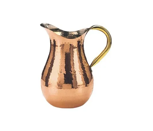 Modern Water Copper Jug With 4 Glasses Antique Water Pouring Pitcher With Handle Table Decorative Pure Copper Water Pitcher