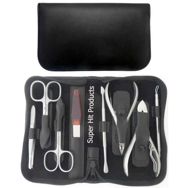 
manicure set leather stainless steel 