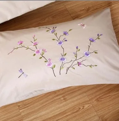 Hotel pillowcases /hand embroidered floral design royal bedsheets