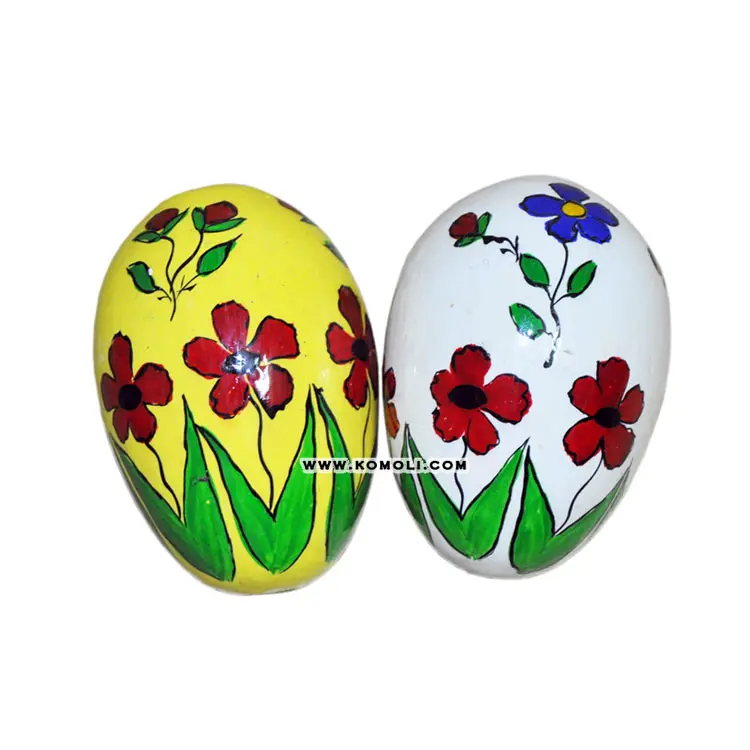 Large floral design hand painted painted large wooden easter eggs wholesale
