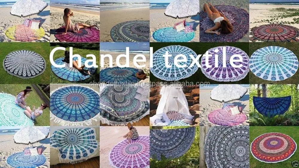 Indian mandala Round ethnic decorative Hippie Beach Throw picnic Towel Gypsy Yoga Tapestry Mandala Wall Hanging art