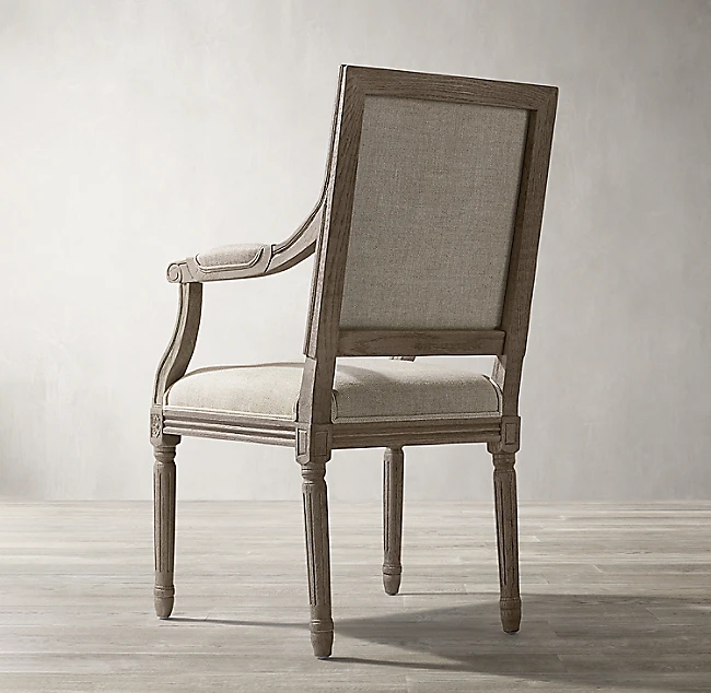 Vintage french sqaure fabric arm chair