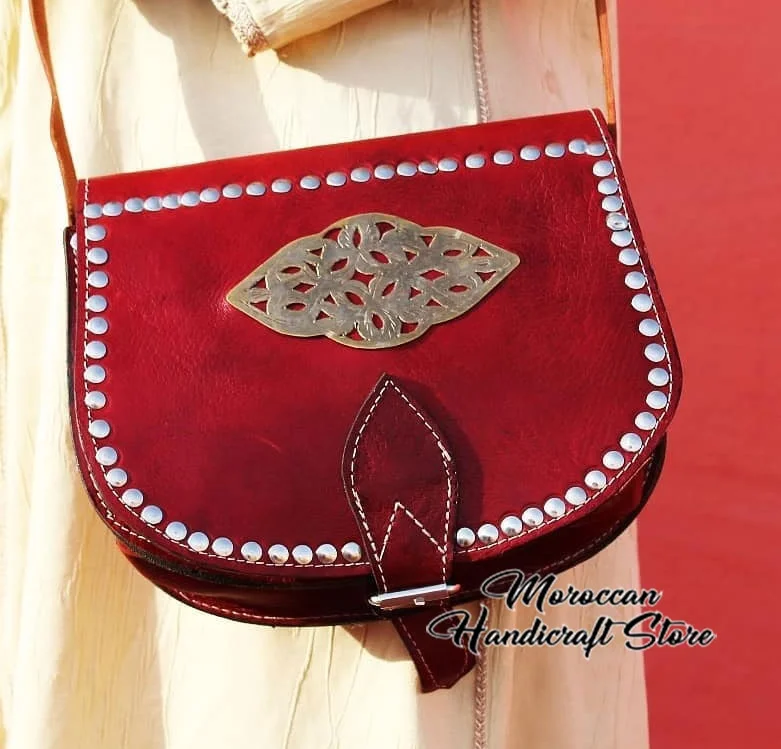 Gorgeos Genuine Moroccan red Leather bag shoulder leather bag