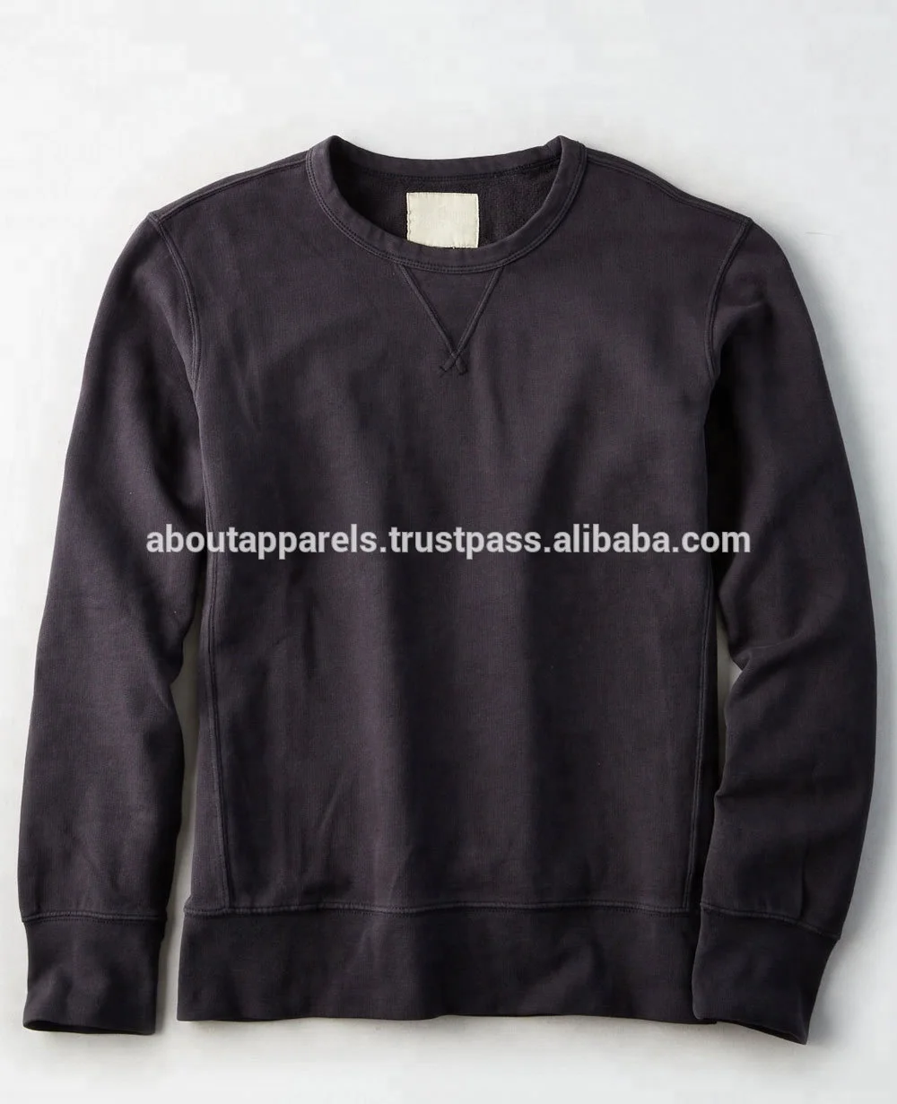  Wholesale custom raw edges off shoulder blank pullover sweatshirts cropped top hoodie Crew Neck Sweatshirt