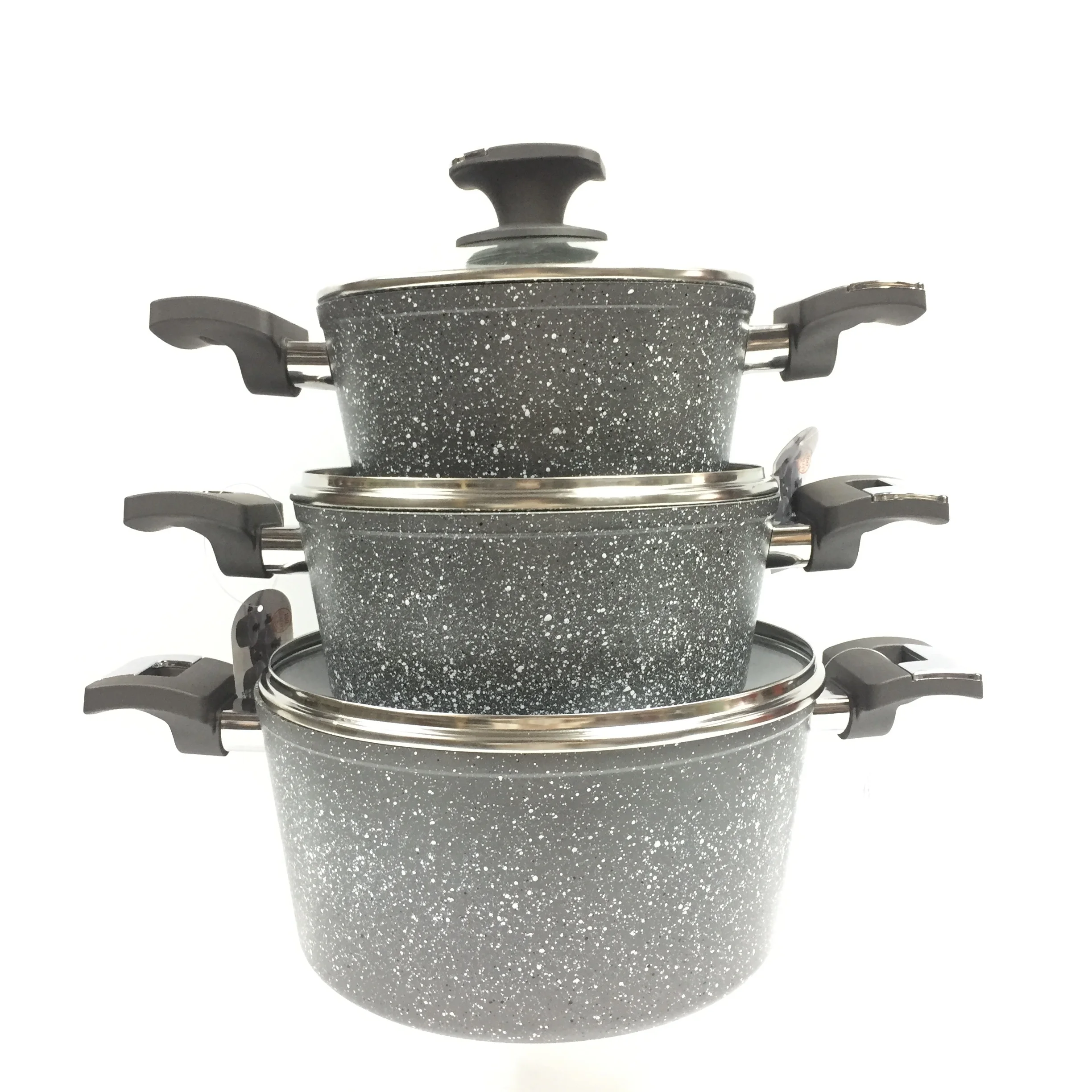 non stick cookware set aluminium marble Stick Non-Stick Casserole En Verre Multipurpose Pan