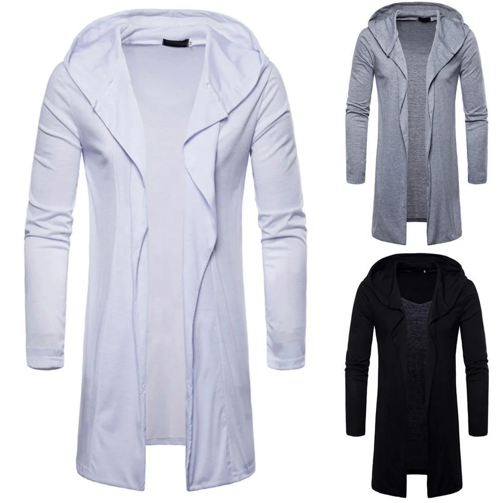 Men Slim Fit Hooded Trench Coat Jacket Jumper Cardigan/Cotton Fleece Sweatshirt in Navy Blue/ crew neck jumper