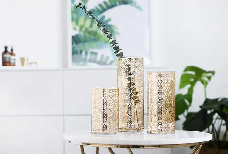 Gold Color Tall Vases Wedding