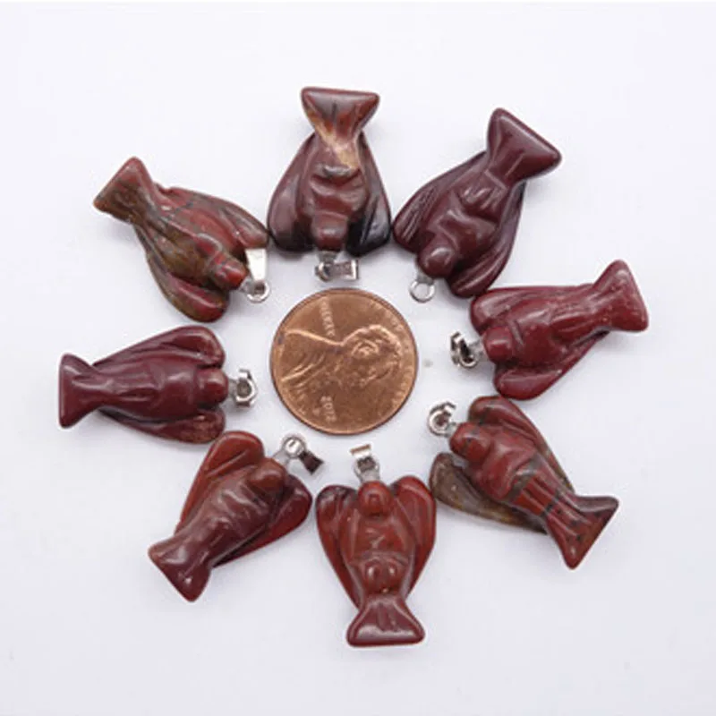 23mm Natural Quartz Crystal  stone Angel pendants Gemstone Crystal Angel Necklace