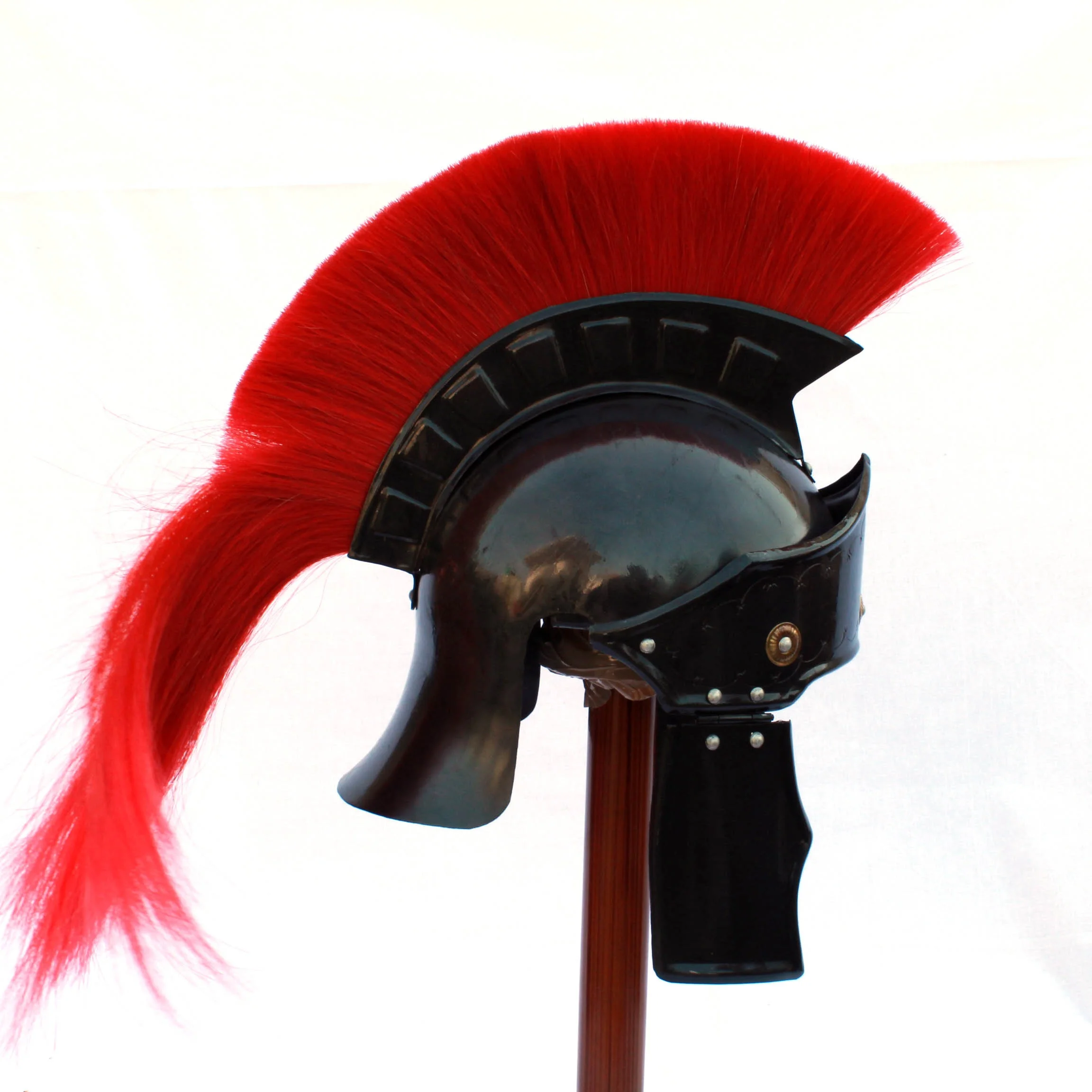 High Quality Selling Medieval War Ancient Black Dark Roman Helmet with Red Plume SAIWH930