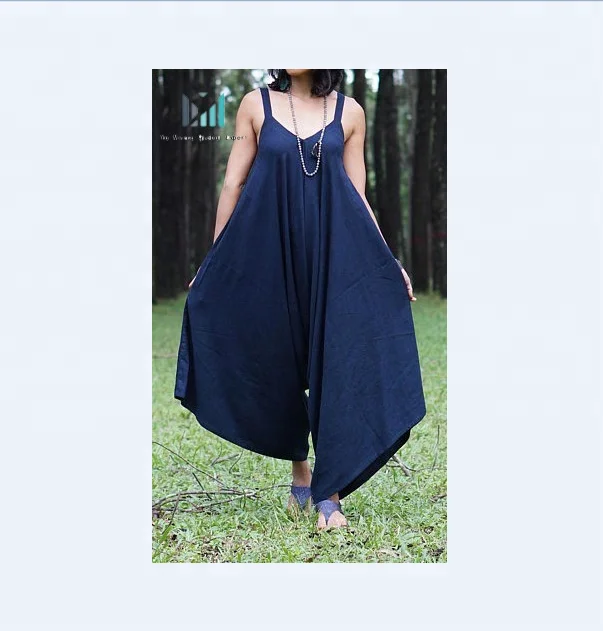 Boho Blue harem jumpsuit, hemp overall, Hot Summer fancy hemp clothing overall