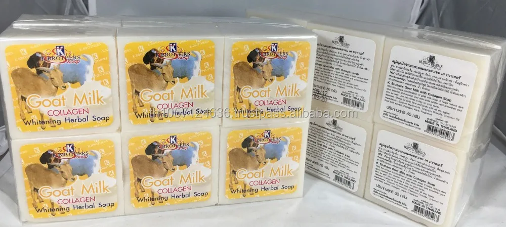 THAI GOAT MILK COLLAGEN WHITENING HERBAL SOAP NATURAL BODY FACE ACNE K BROTHERS