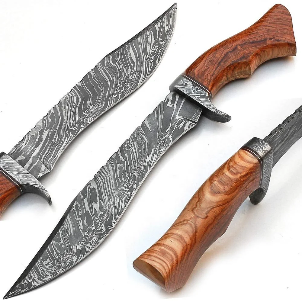 Custom Handmade Damascus Steel Hunting Bowie Knife