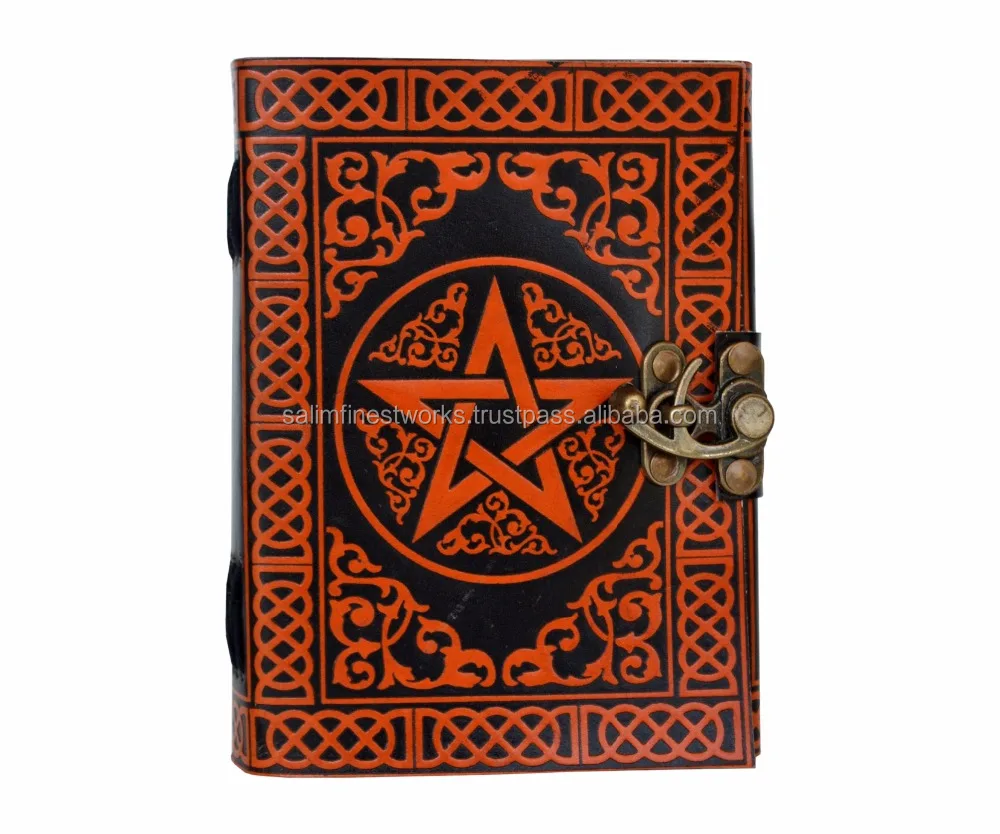 Pentacle Book Of Shadows Embossed Leather Journal Notebook Diary Appointment Organizer Daily Planner Office Diary Wicca Pagan