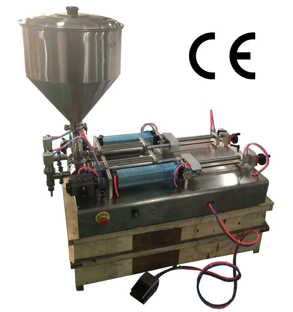 
Semiauto Full Pneumatic Double-head hand sanitize dispenser (volumetric piston filling machine, paste dosing machine, jam doser) 