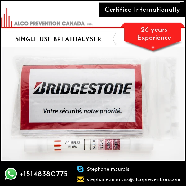 Certified Single Use Disposable Breathalyzer/Breath Alcohol Tester/Alco Tube Breathalyzer