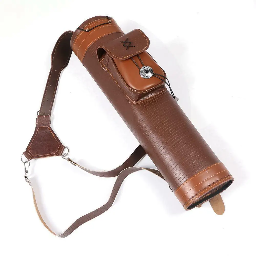 Traditional Cow Leather Archery Back Arrow Quiver Holder Bag Adjustable Straps