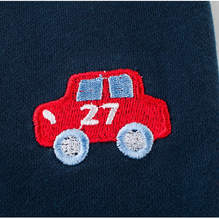 27kids branded good quality  boys sweat pants with car embroidery