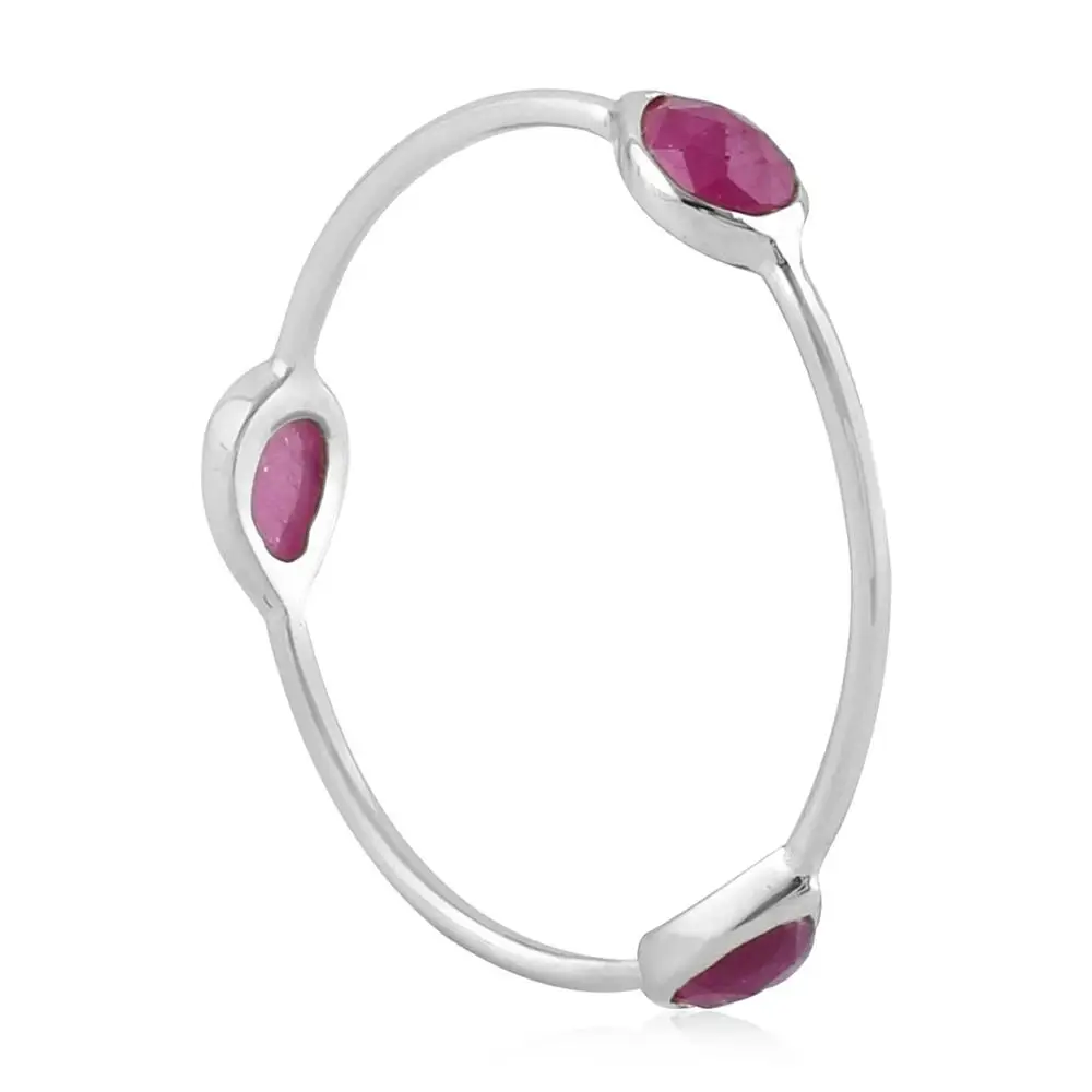 18kt White Gold Indian Pear Ruby Precious Gemstone Ring Jewelry Wholesaler