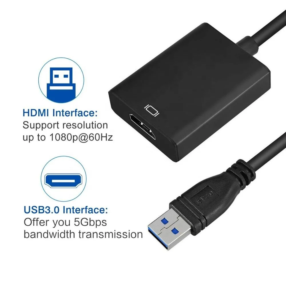
USB 3.0 to HDMI-compatible Adapter Single Port USB 3.0 HUB 1080P 60 Hz 