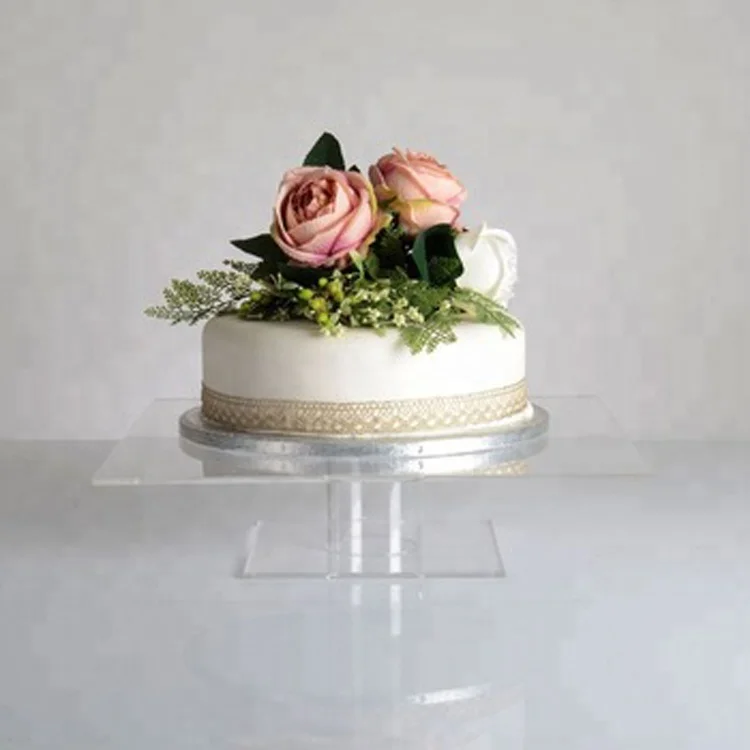 Fancy Clear Acrylic Square Pedestal Wedding Cake Stand