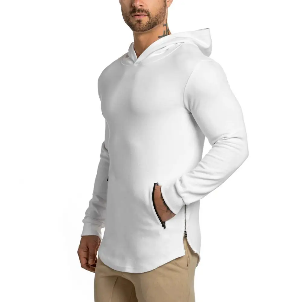 OEM mens hoodie hot selling side zipper curve bottom Hoodies round bottom scoop hem men hoodies