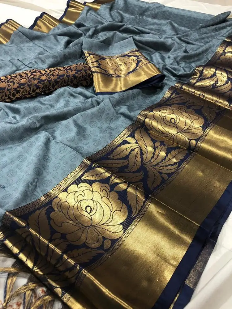 Шелковые хлопковые Дизайнерские Сари ручной работы от R & D Exports