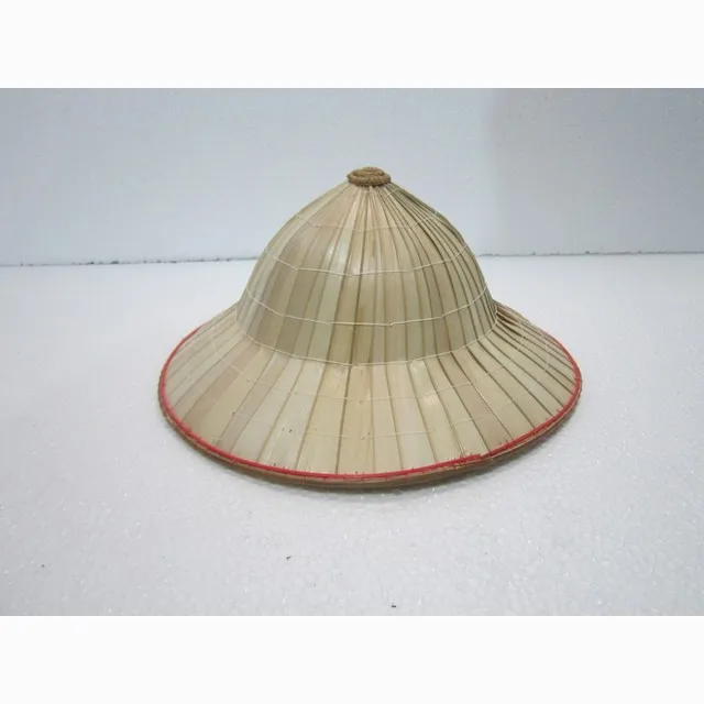 Red layer and two stage design conical hat, eco-friendly hat made from latania leaves now on sale