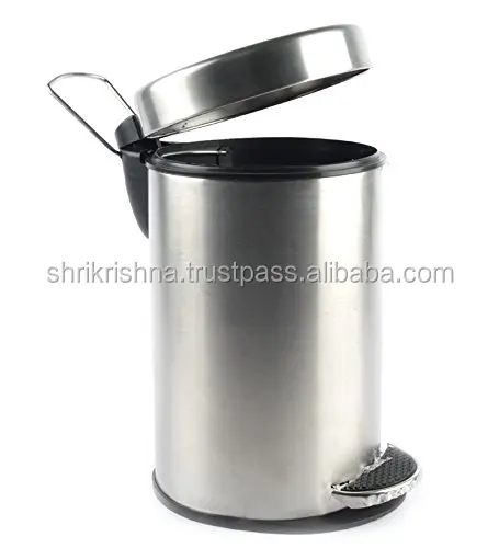 Stainless Steel Round Step Trash Can Foot Pedal Dustbin Garbage