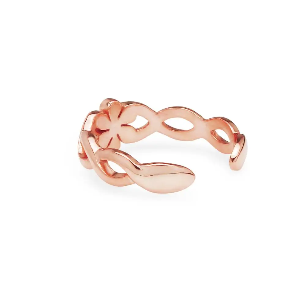 
Rose Gold Flashed 925 Sterling Silver Inspired Big Petal Flower Band Adjustable Toe Ring 
