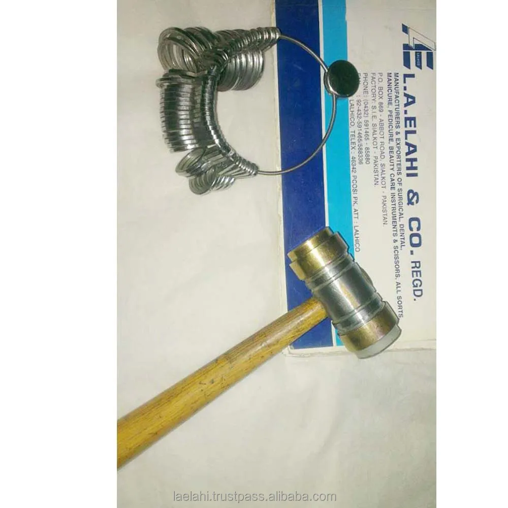 Jewelry Interchangeable Hammer 2 faces with Ring Sizer 2023 Comfortable Wood Handle for Jewelry Craft Making DIY