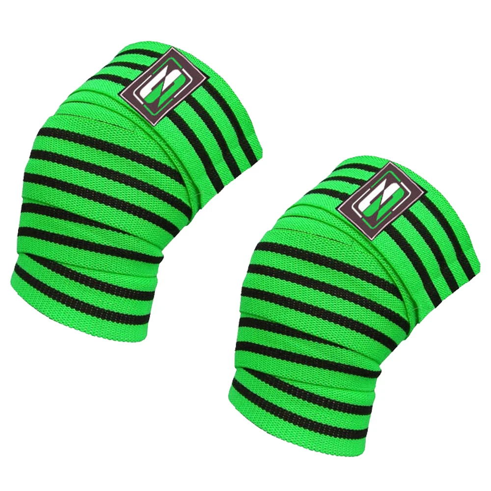 Custom Color Gym Weightlifting Elastic Knee Wraps New Design Rubber Belt Protector for Men and Women with Logo