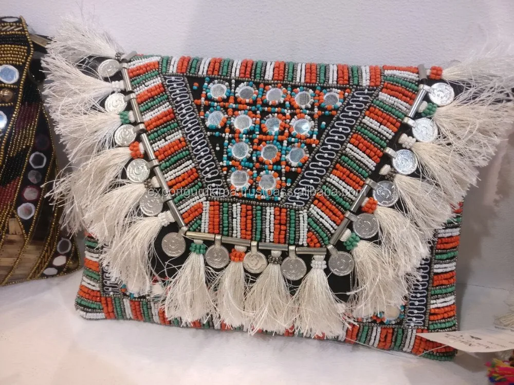 Designer Multi Beads and shels Gypsy Boho ladies Clutch Bag wholesale for women 2017