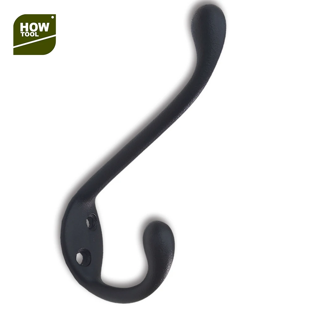 Rustic Style Black Cast Iron Large Wall Robe Hook