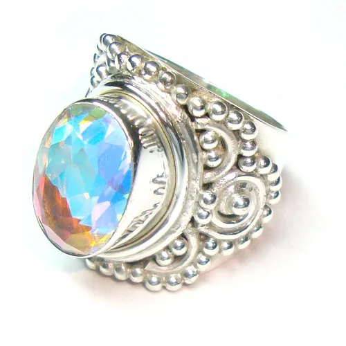 Винтажное модное кольцо с красивым топазом ручной работы из настоящего стерлингового серебра 925 пробы