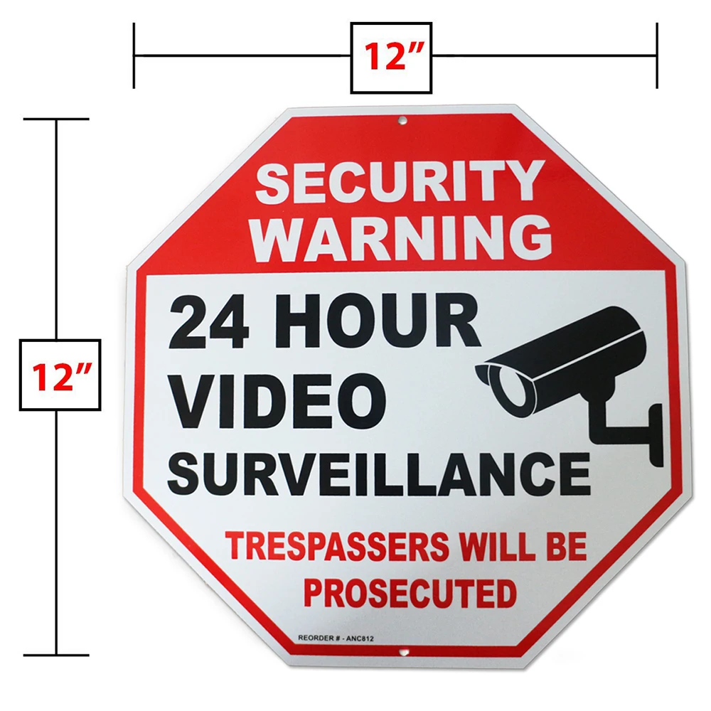 Video Surveillance Sign - 24 Hour Surveillance All Activities Are Monitored Sign- CCTV Security Signs