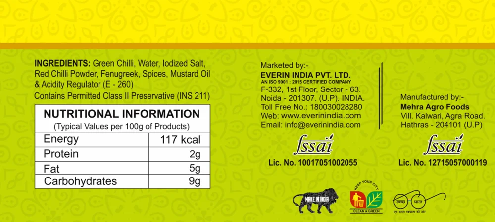 
GREEN CHILLI PICKLE 5kg Super Saver Pack 