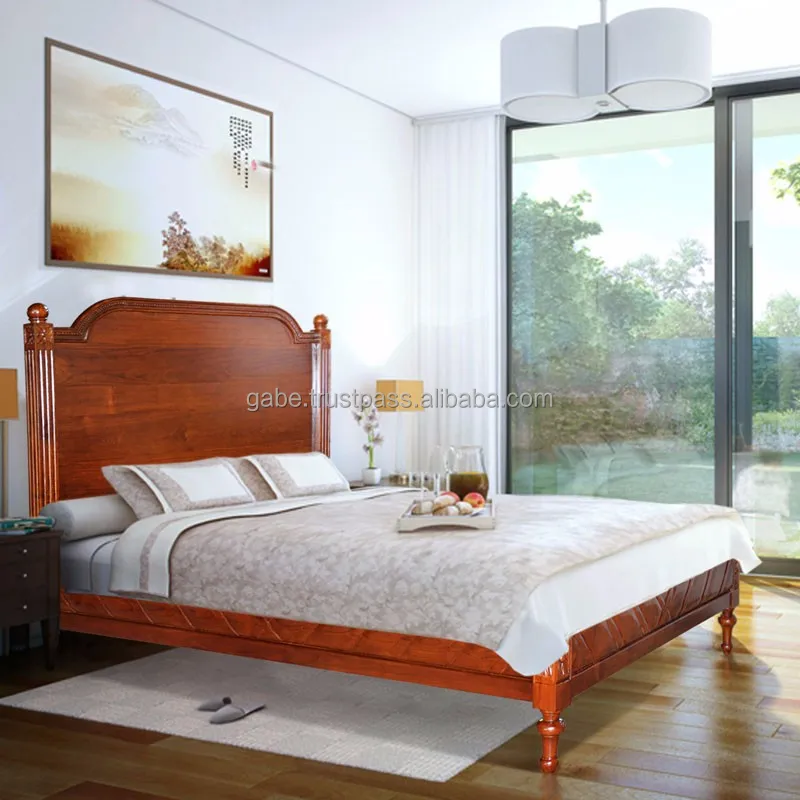 Классическая кровать Louis из твердого тикового дерева ручная работа