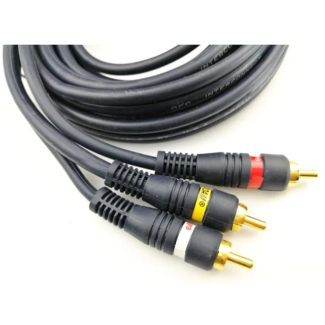 High quality coaxial 3rca to 3rca male 5 m audio video cable