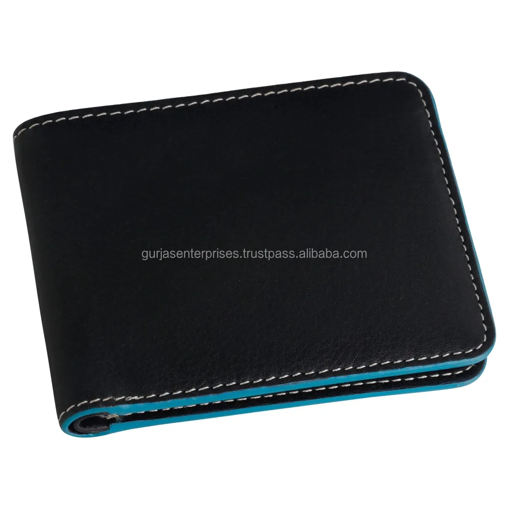 
Blue/ Black Vegetable Tanned Leather wallet 